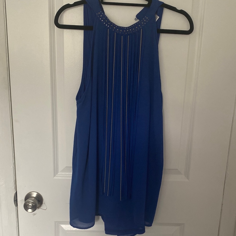 2X blue tunic style women’s top